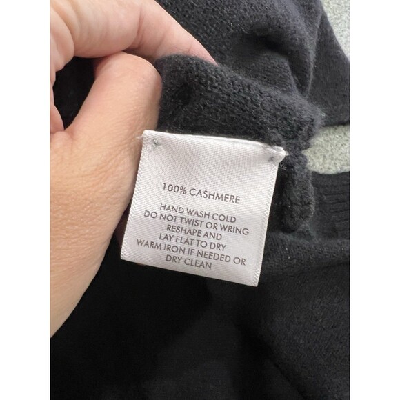 White + Warren Women Black Cashmere Cowl Neck Poncho Dolman Style Sweater M/L - Picture 10 of 11